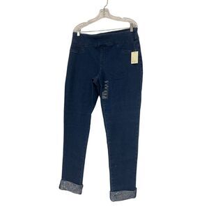 Cactus + Pearl Womens Jeans Size L Blue Denim Pull On Jegging Cuffed Stretch NWT